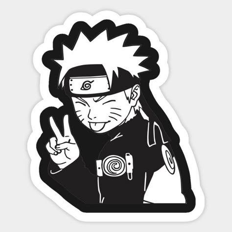 Naruto Peace Sign Sticker – Monochrome Edition
